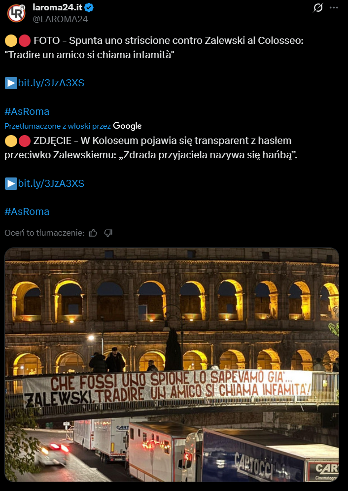 Fani Romy z TRANSPARENTEM obrażającym Zaldwskiego!